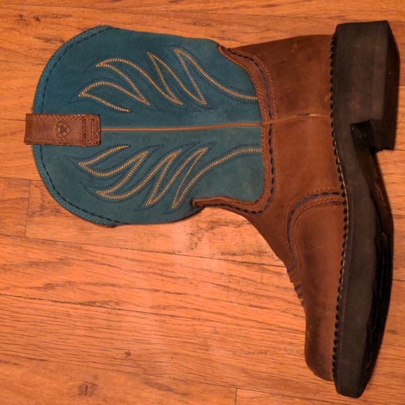 Ariat FatBaby Western Turquoise Leather Pull-On Cowboy Boots Women's 7.5B - Picture 4 of 15